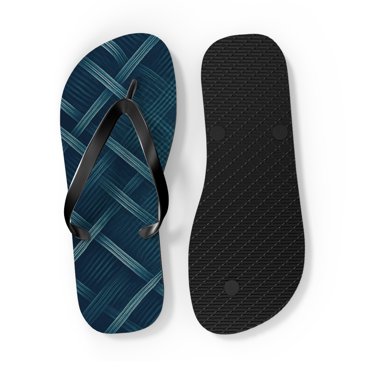 Moire Orbit Weave designer logo flip flops