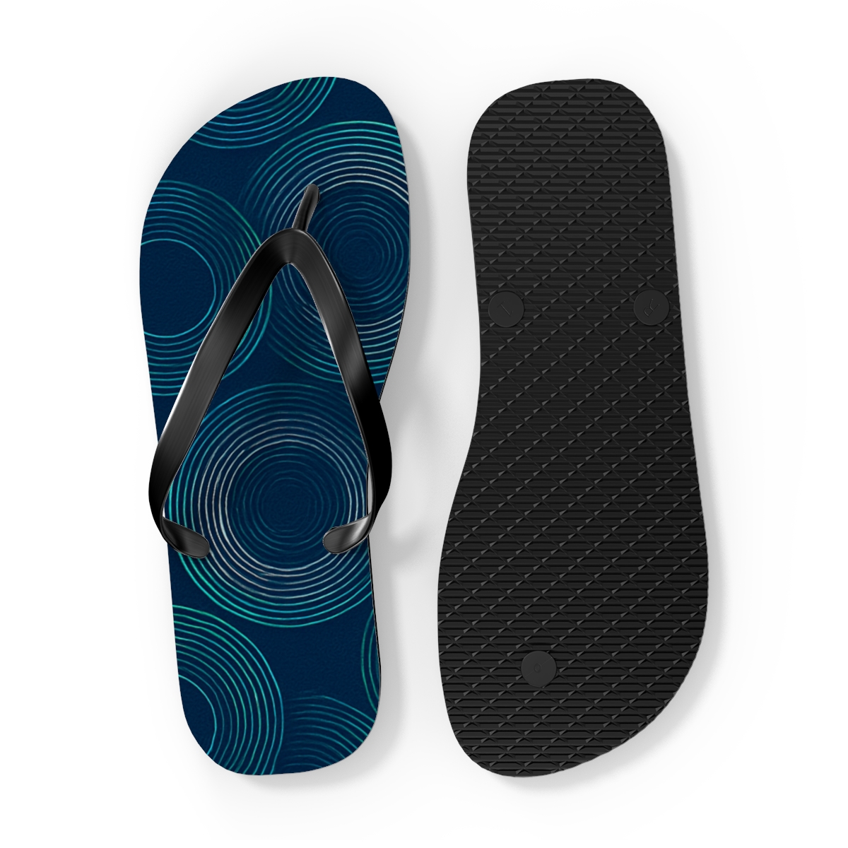 Moire Orbit Weave designer logo flip flops