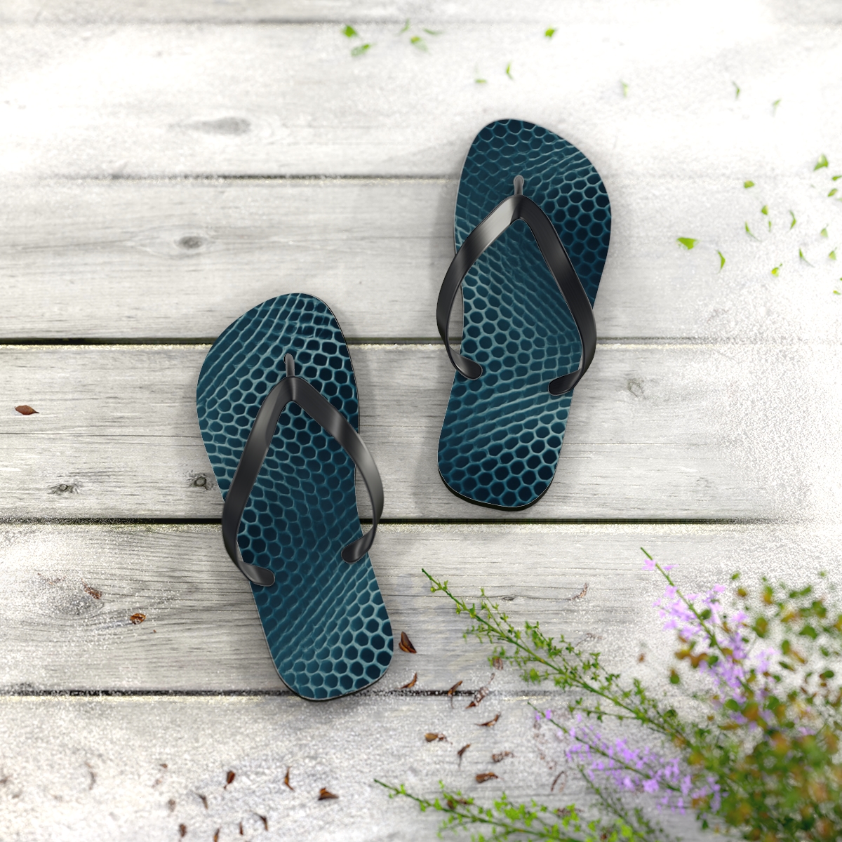 Ocean Wave Mosaic Flip Flops