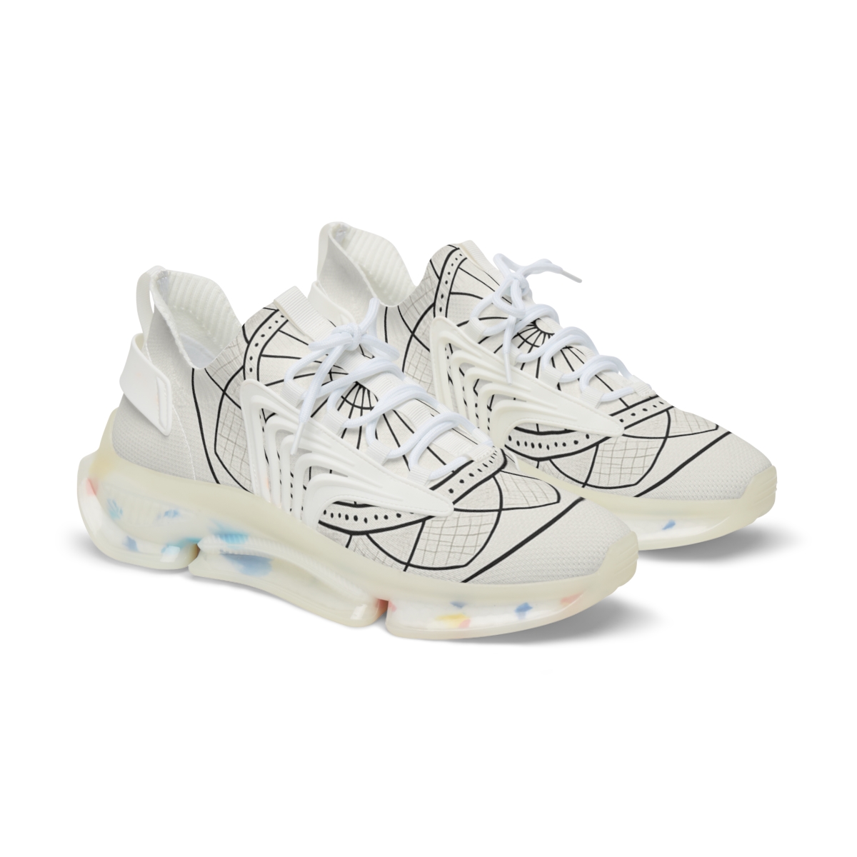 Monochrome Orbital Lattice Mandala stylish casual sneakers