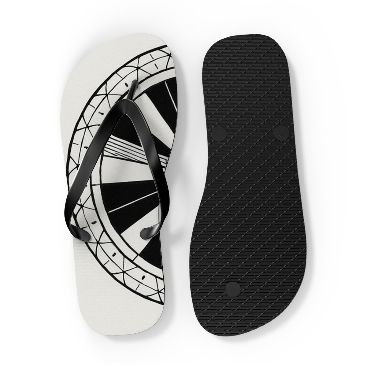 Monochrome Petal Matrix Disc personalized beach flip flops