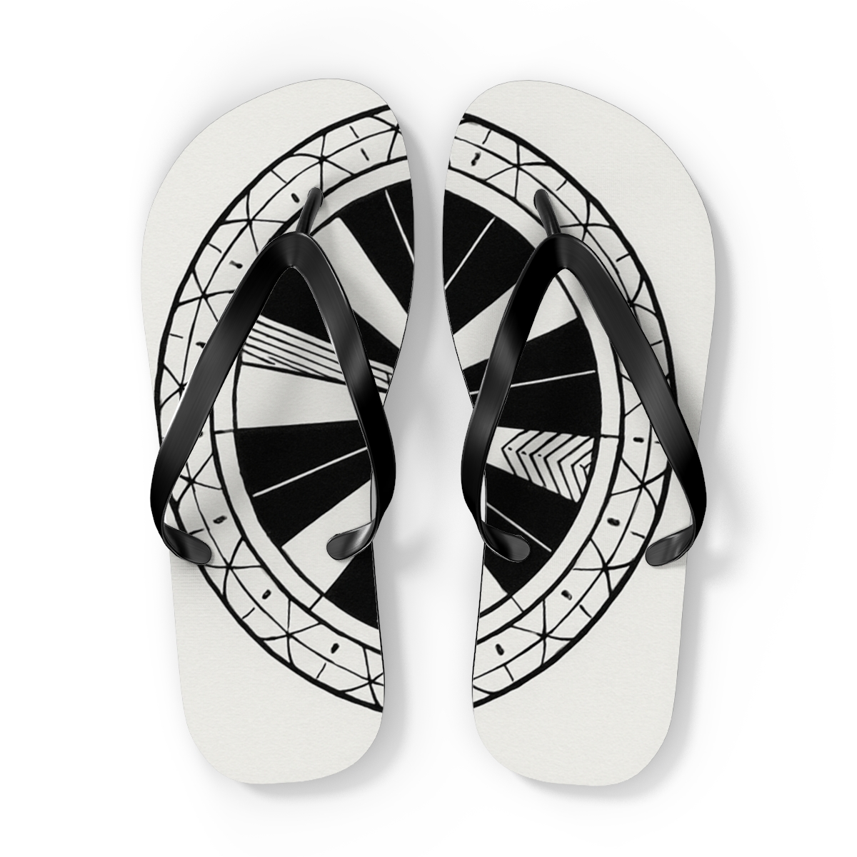 Monochrome Petal Matrix Disc personalized beach flip flops