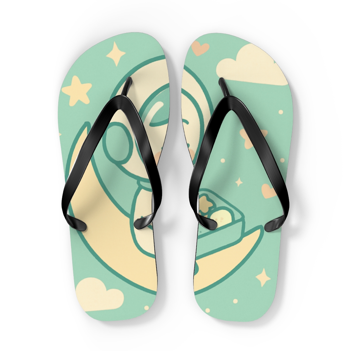 Moonlight Bento Astronaut Snacktime personalized beach flip flops