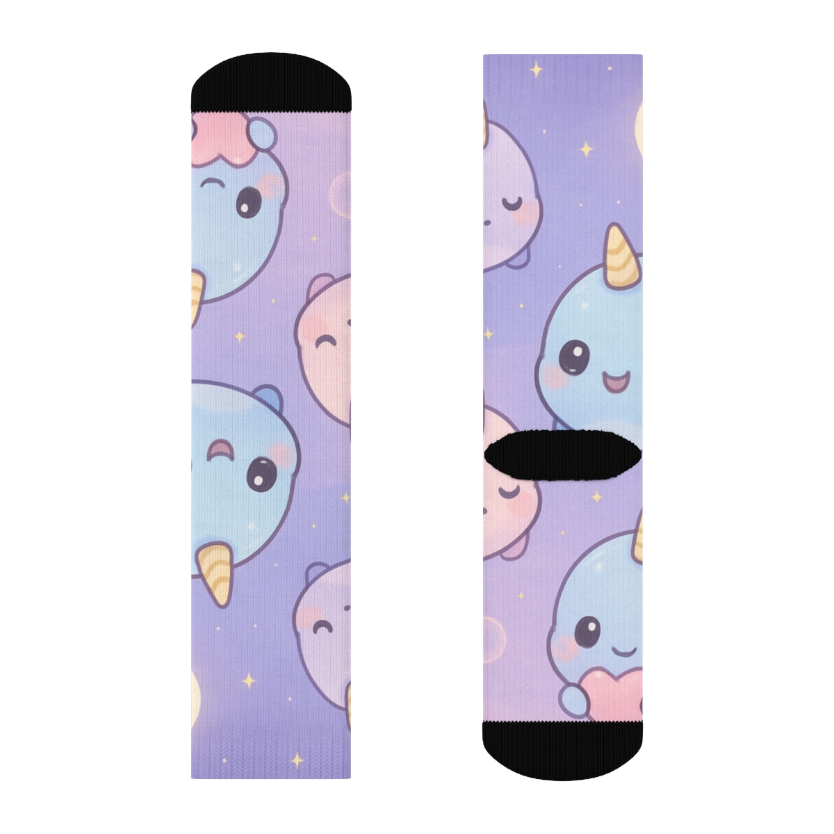 Moonlight Marshmallow Narwhals designer logo socks