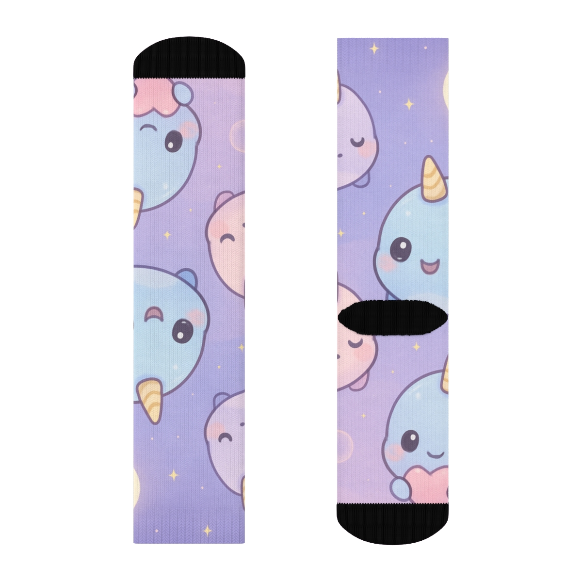 Moonlight Marshmallow Narwhals designer logo socks
