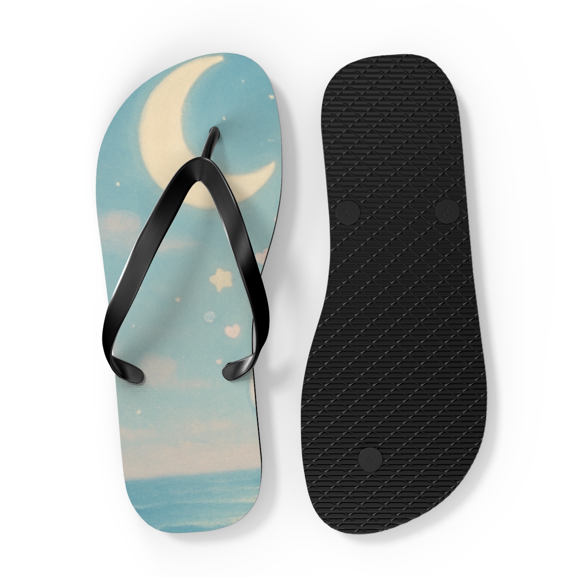 Moonlit Bubble Whale Dream colorful rubber flip flops