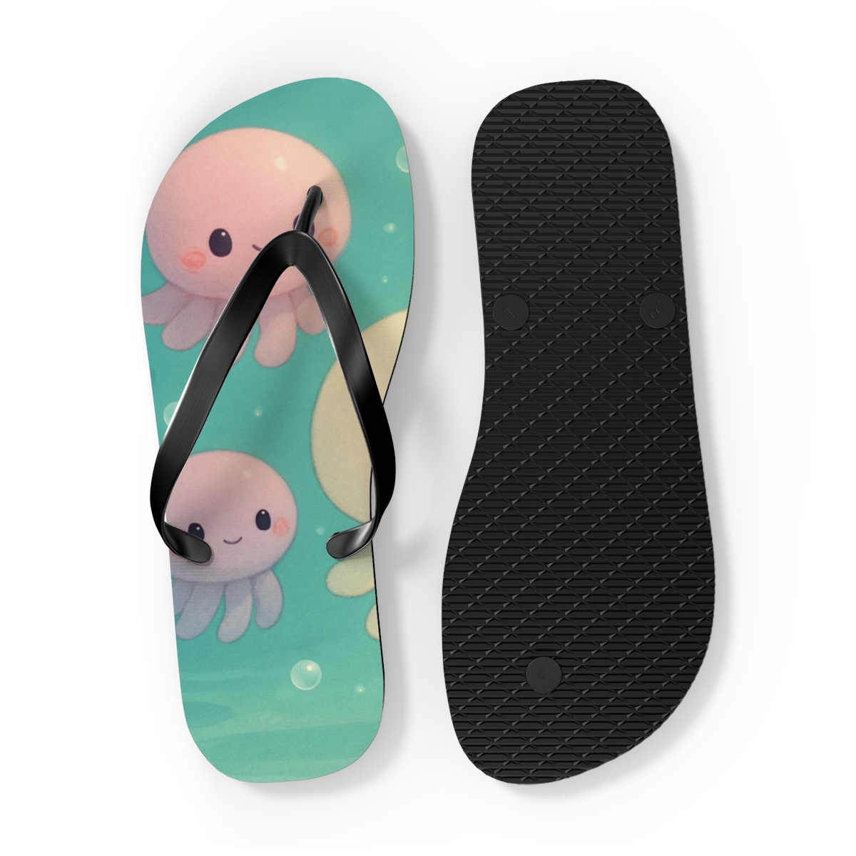 Moonlit Jellyfish Plush Parade trendy printed flip flops