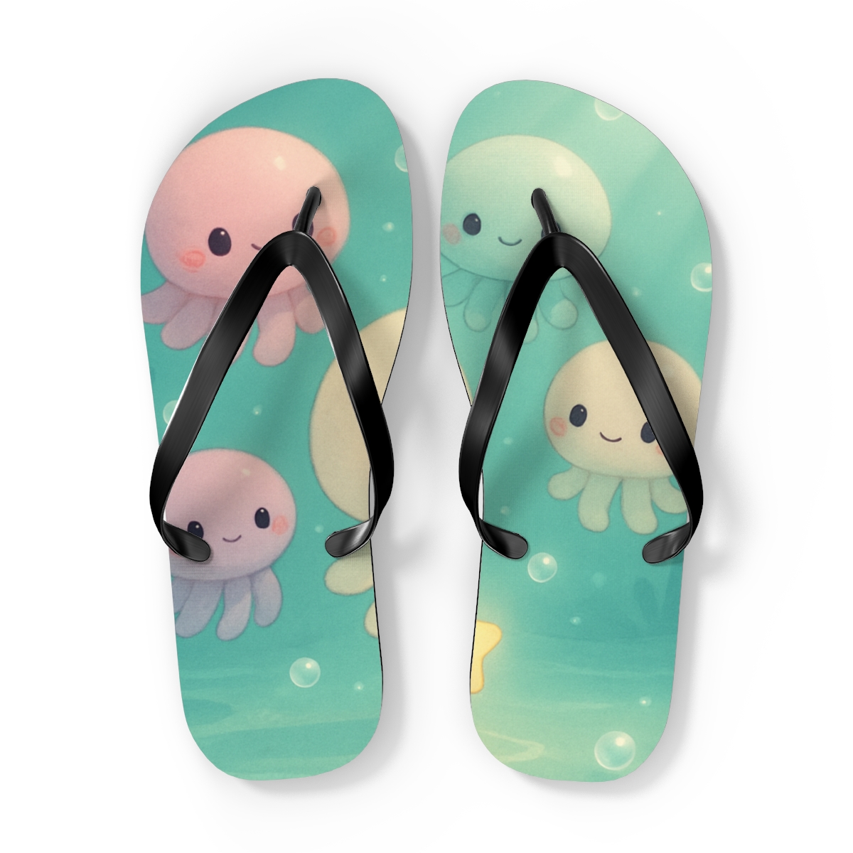 Moonlit Jellyfish Plush Parade trendy printed flip flops
