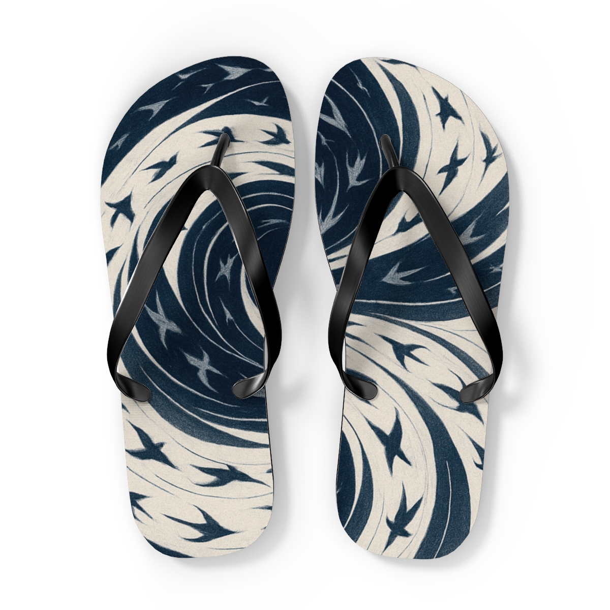 Murmuration Blueprint Of Swallows designer logo flip flops