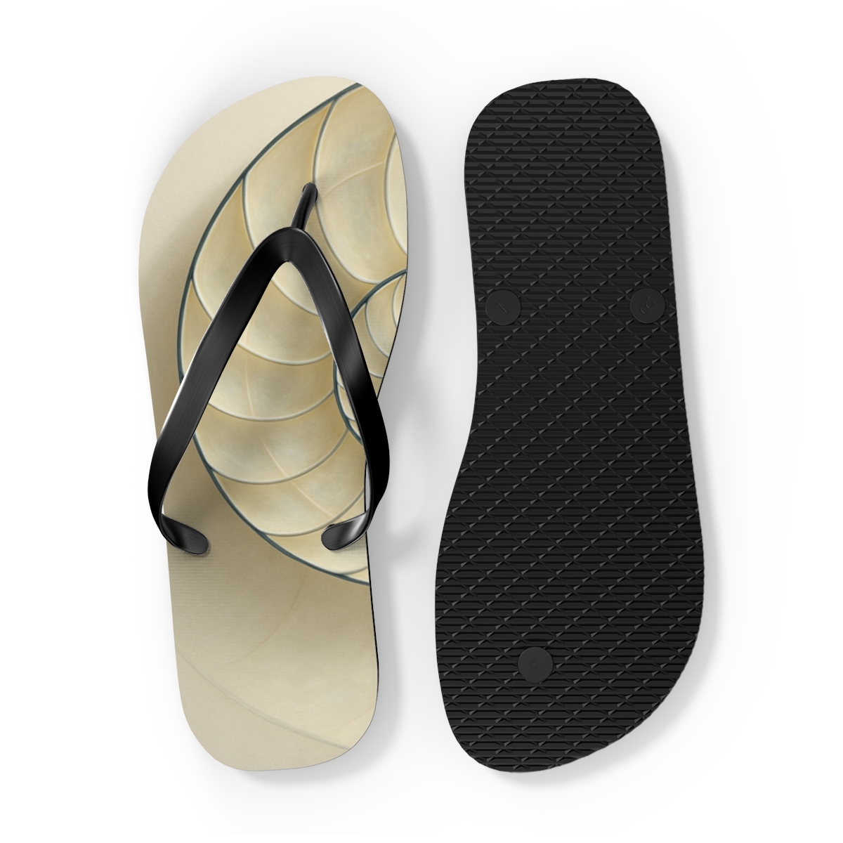 Nautilus Spiral Memory designer logo flip flops
