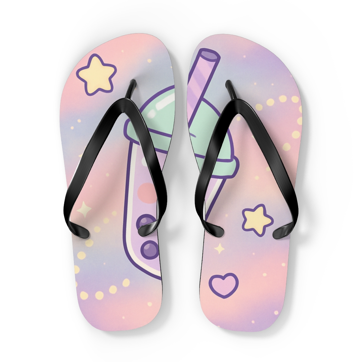 Nebula Bubble Tea Constellation designer logo flip flops