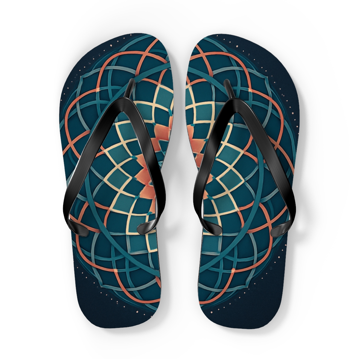 Nebula Lattice Rosette personalized beach flip flops