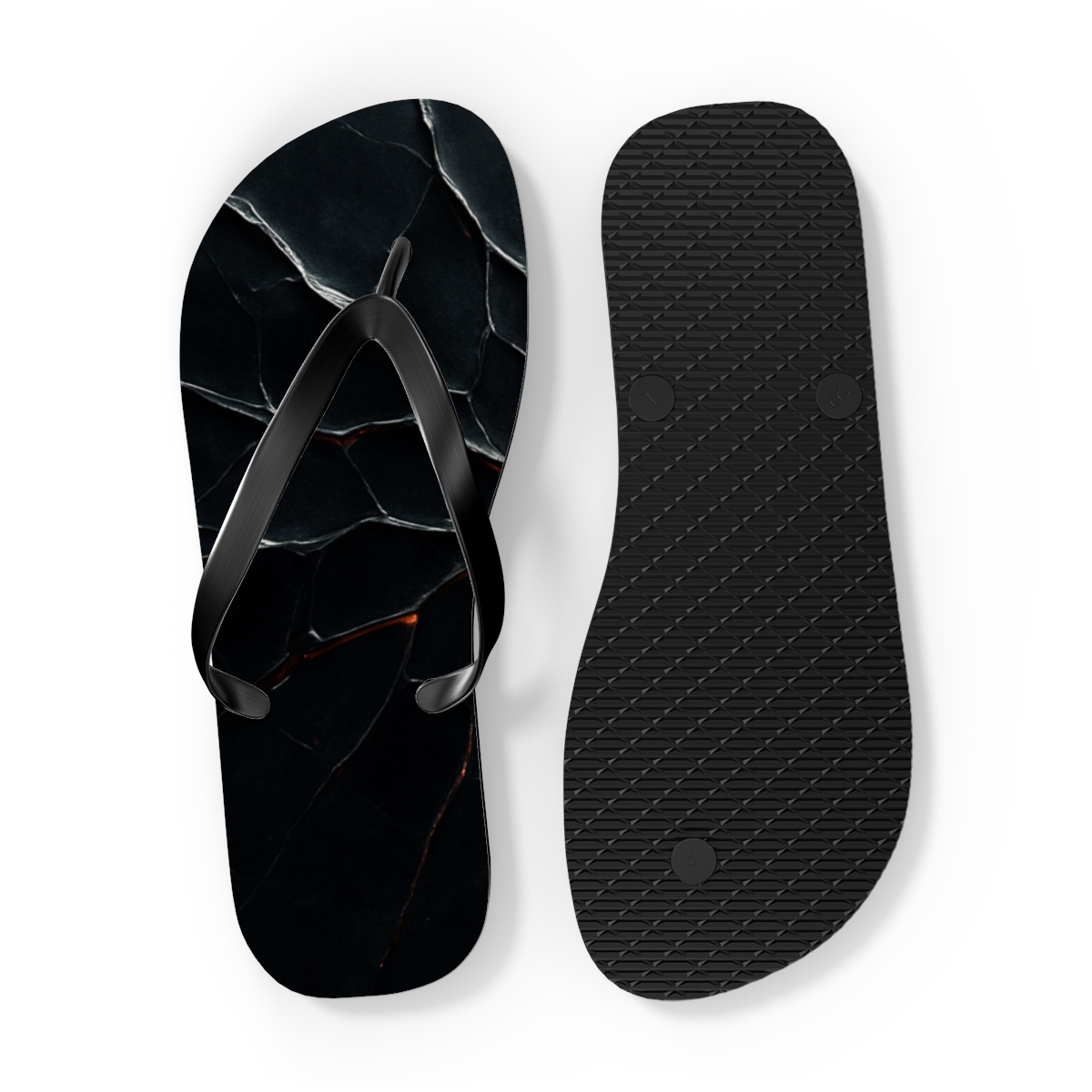 Obsidian Vein Bloom personalized beach flip flops
