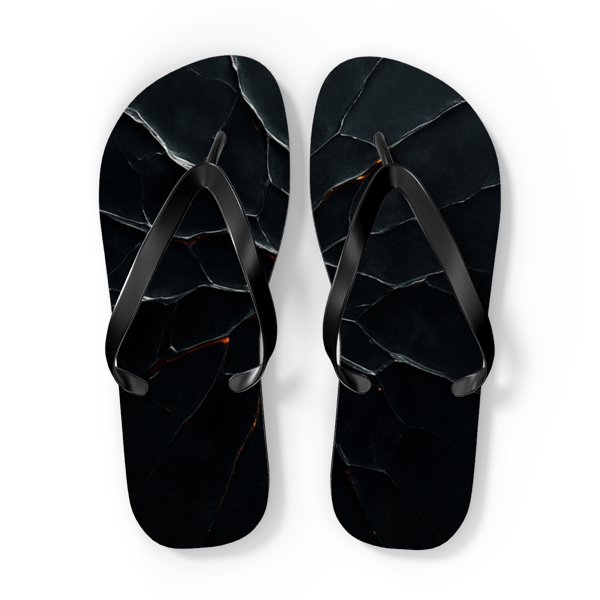 Obsidian Vein Bloom personalized beach flip flops