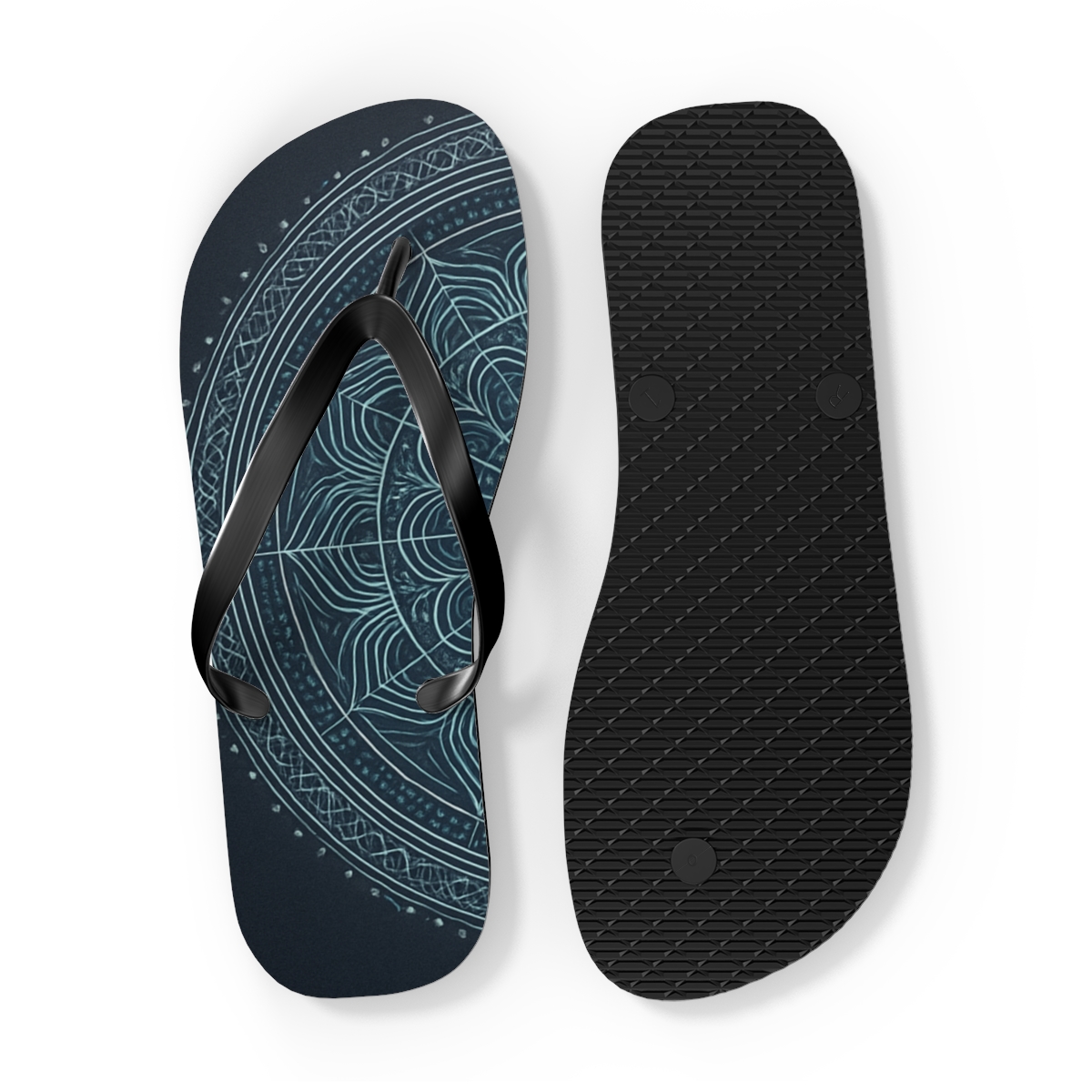 Opaline Circuit Mandala designer logo flip flops