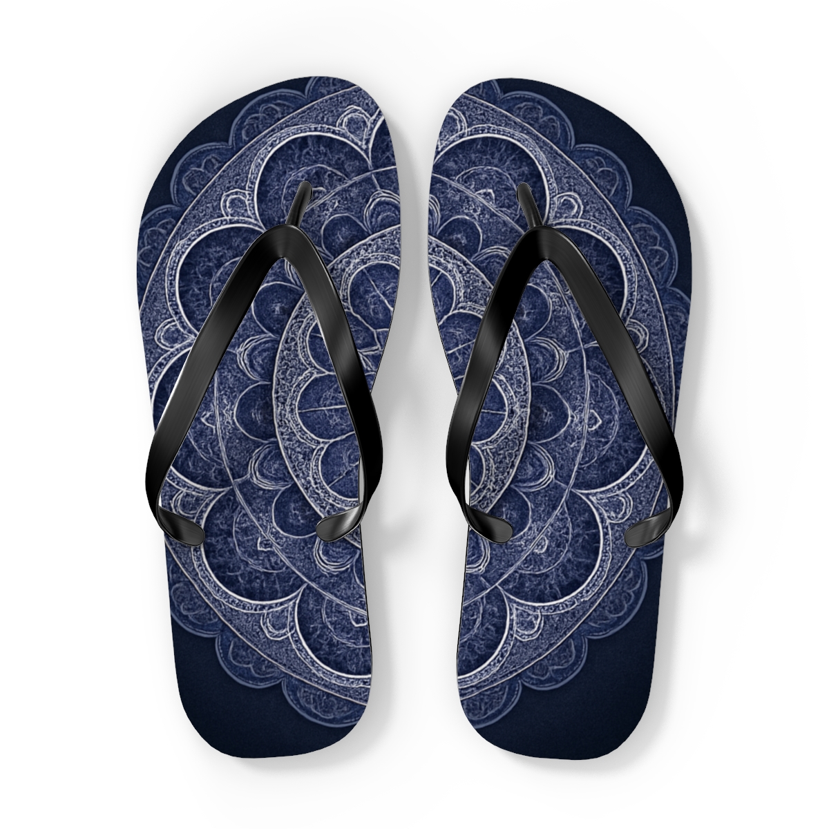 Orbital Lace Mandala unique graphic flip flops
