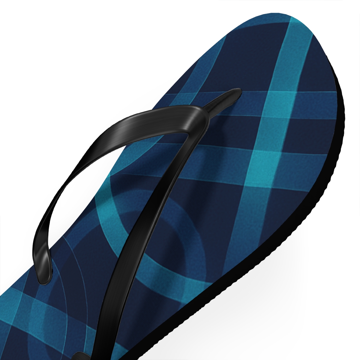 Orbital Moire Ribbon Grid designer logo flip flops