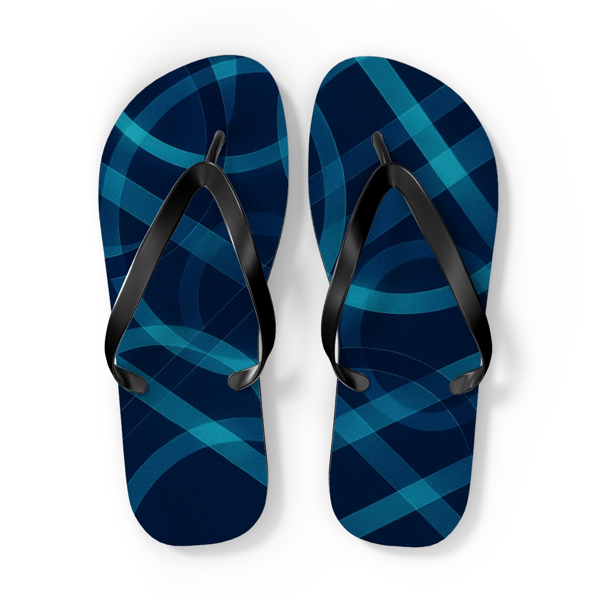 Orbital Moire Ribbon Grid designer logo flip flops