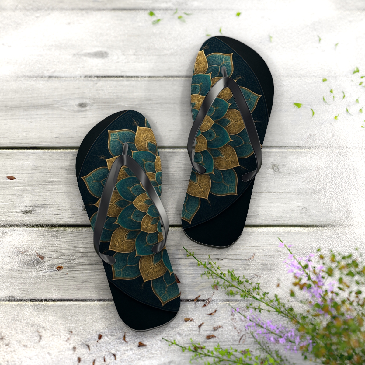 Orbital Petal Lattice trendy printed flip flops