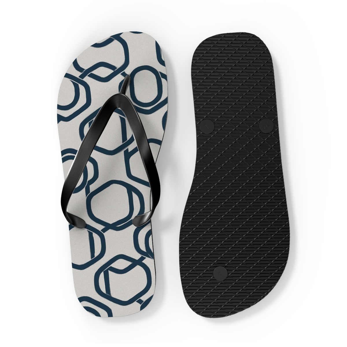 Orbiting Hex Loop Tessellation trendy printed flip flops