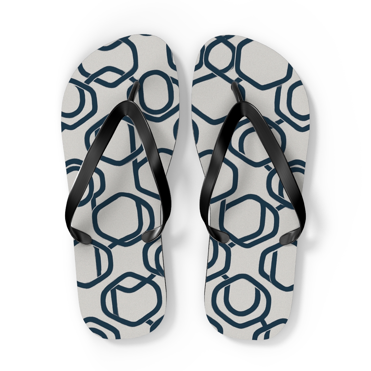 Orbiting Hex Loop Tessellation trendy printed flip flops