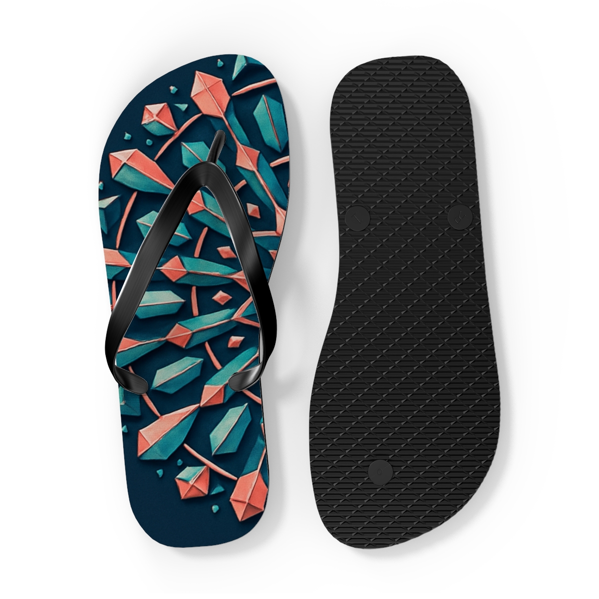 Orbiting Prism Rosette colorful rubber flip flops
