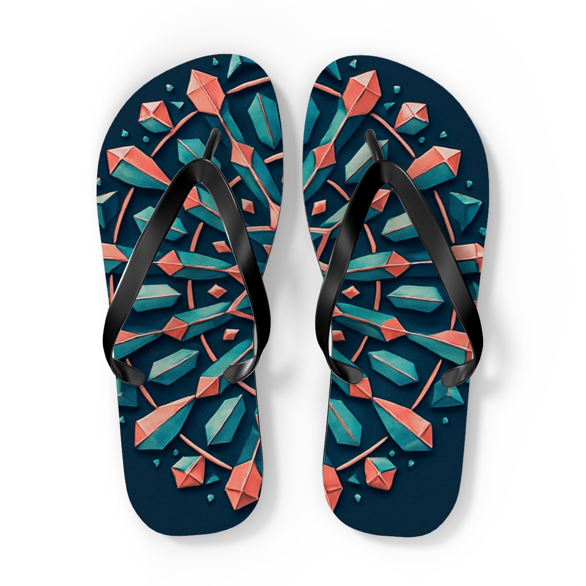 Orbiting Prism Rosette colorful rubber flip flops