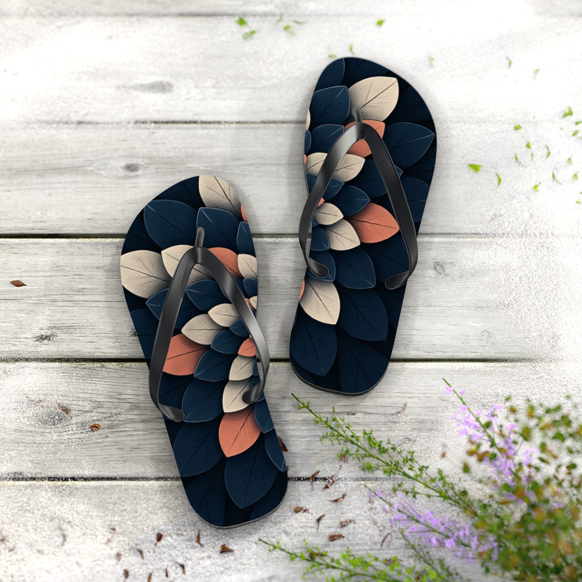 Orchid Aperture Rings designer logo flip flops
