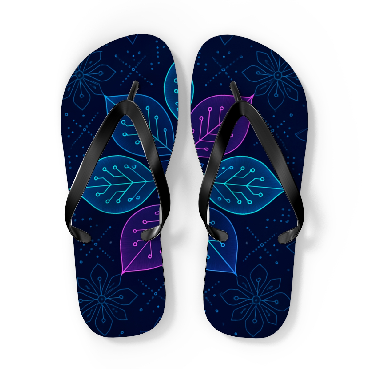 Orchid Circuit Bloom trendy printed flip flops