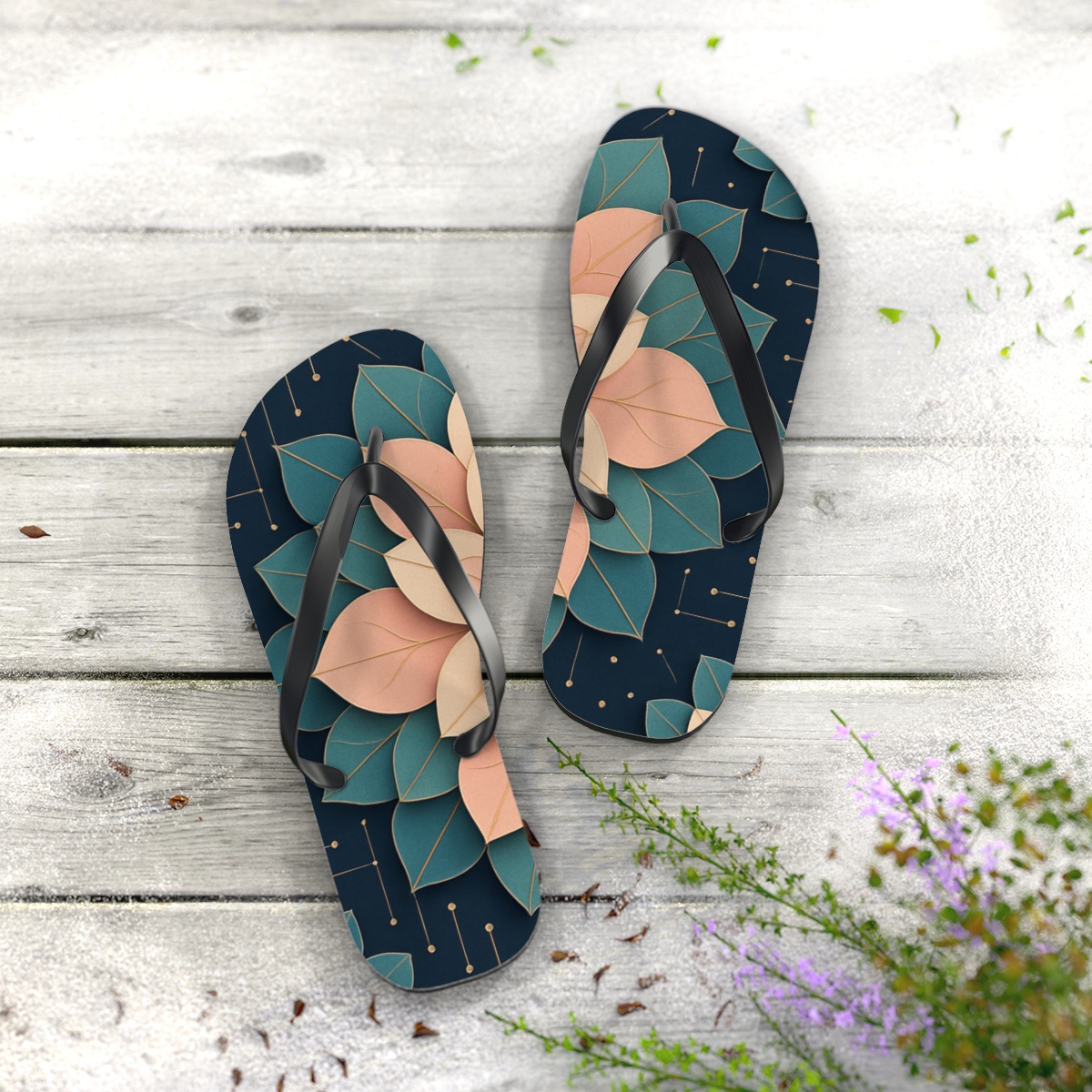 Orchid Folded Rosette Circuit unique graphic flip flops