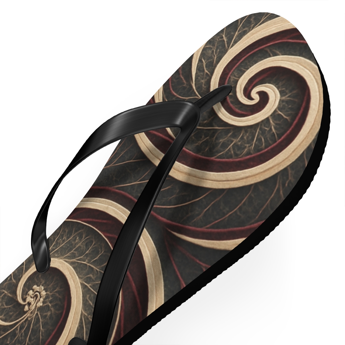 Orchid Vein Spiral Field unique graphic flip flops