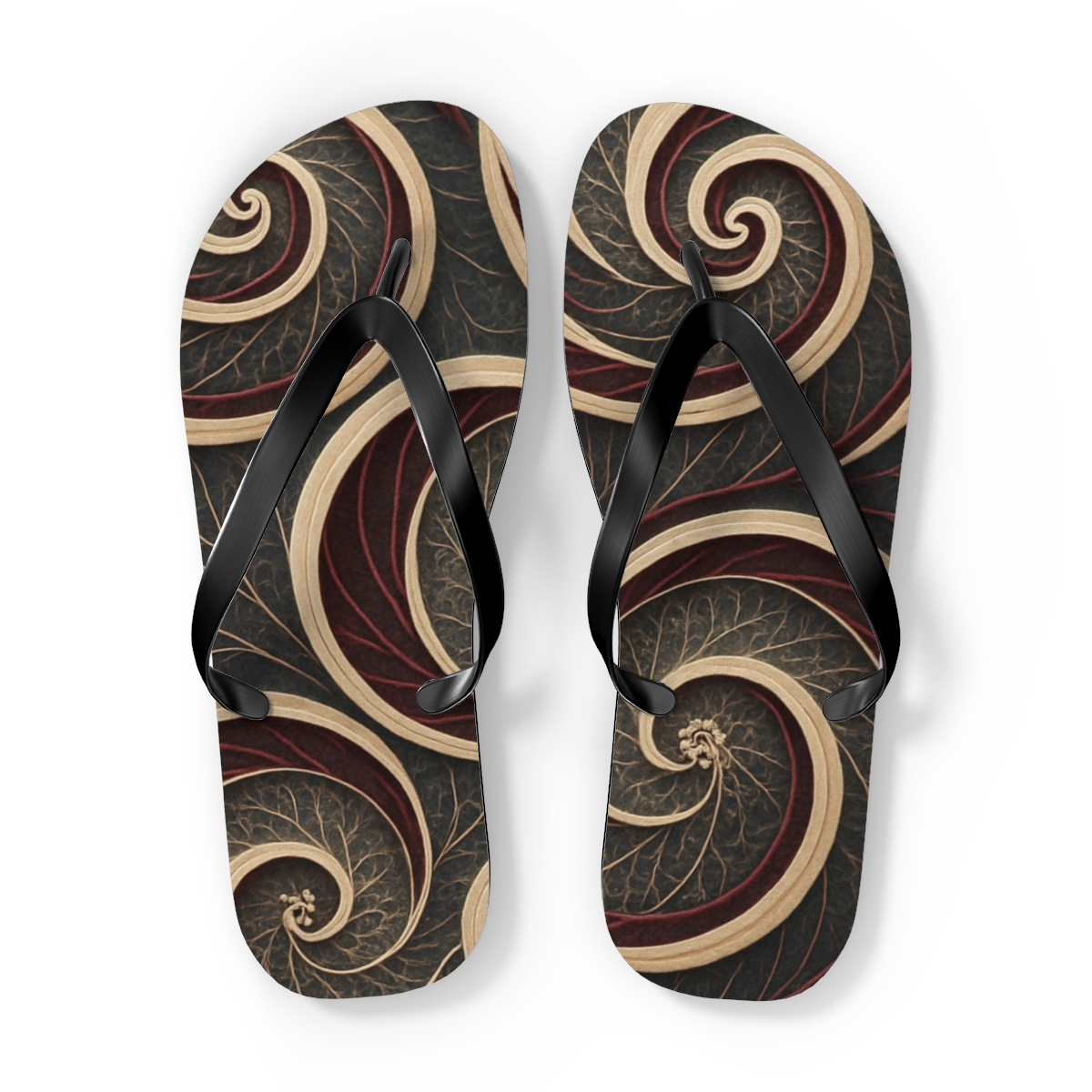 Orchid Vein Spiral Field unique graphic flip flops