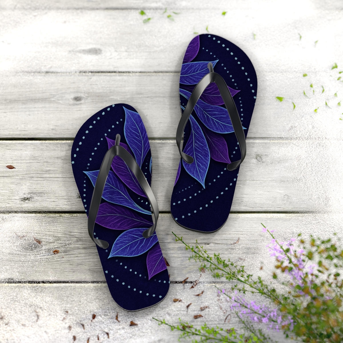 Orchid Vortex Rosette personalized beach flip flops