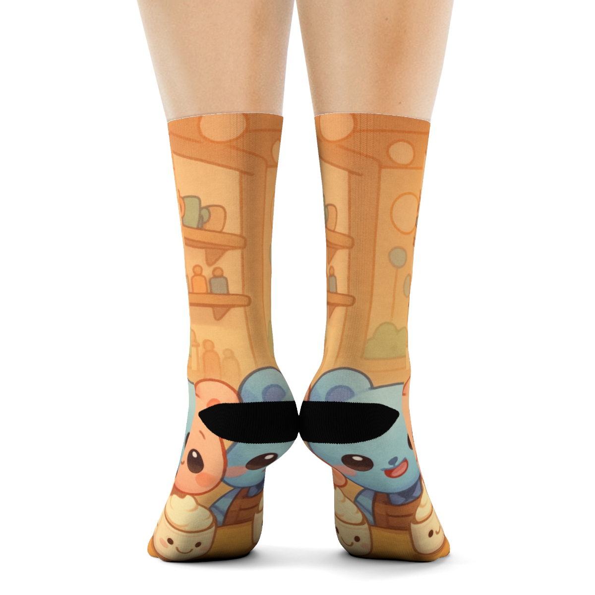 Pastel Berry Bear Cafe warm winter socks