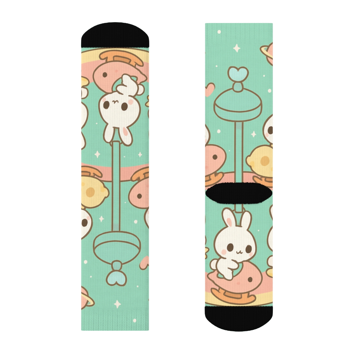 Pastel Comet Bunny Carousel custom socks