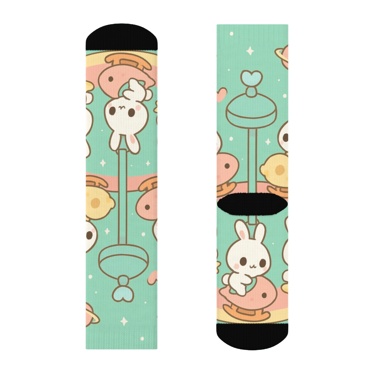 Pastel Comet Bunny Carousel custom socks
