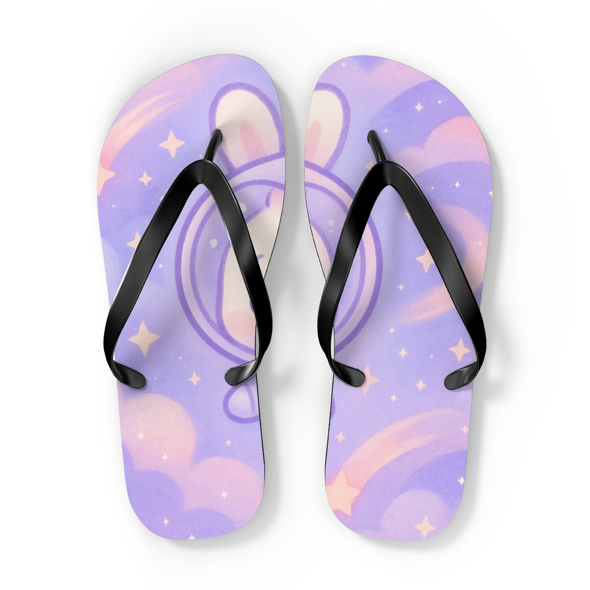 Pastel Comet Bunny Float colorful rubber flip flops