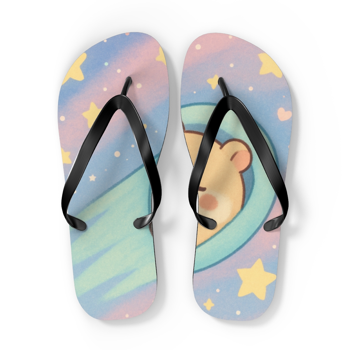 Pastel Comet Hamster Sleepover comfortable casual flip flops