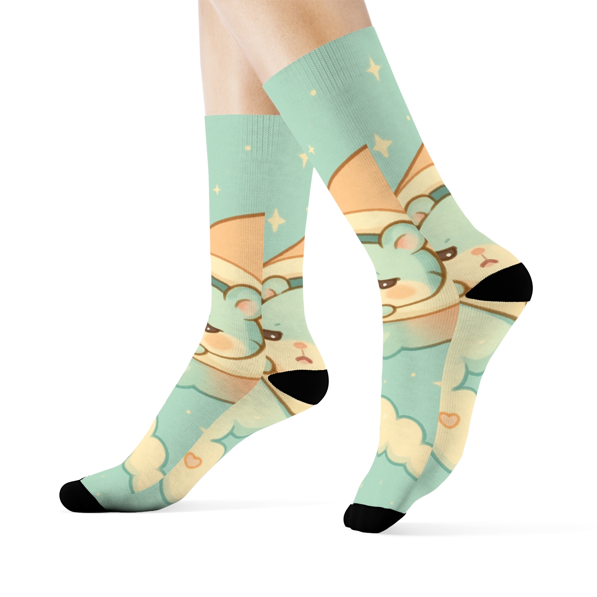 Pastel Comet Sleepy Hamster warm winter socks