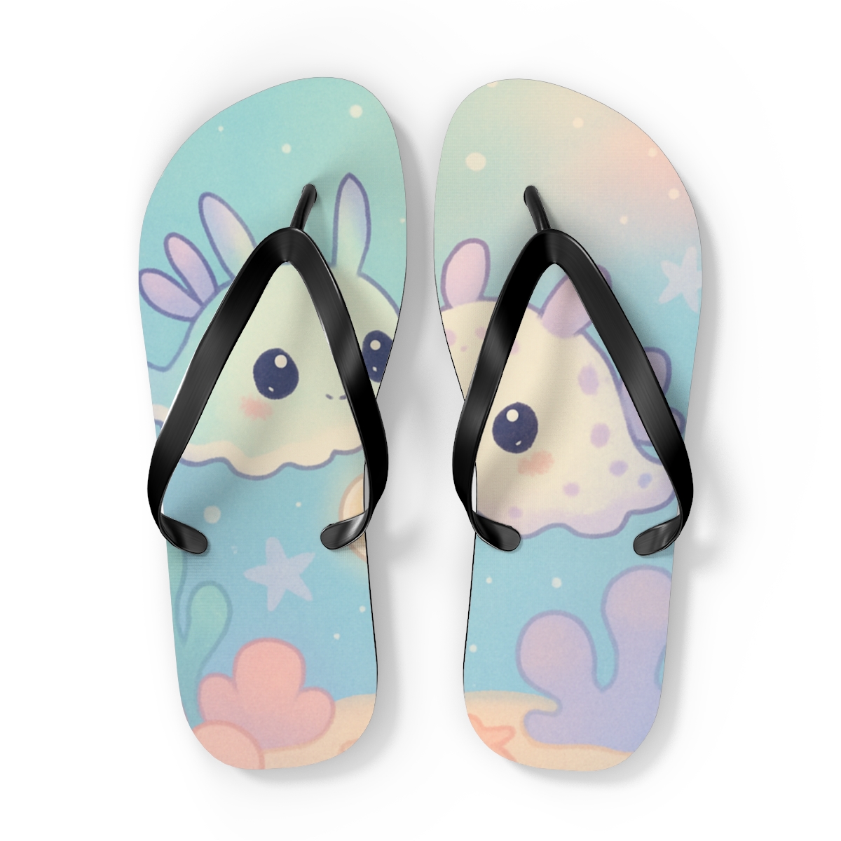 Pastel Lantern Sea Slugs personalized beach flip flops