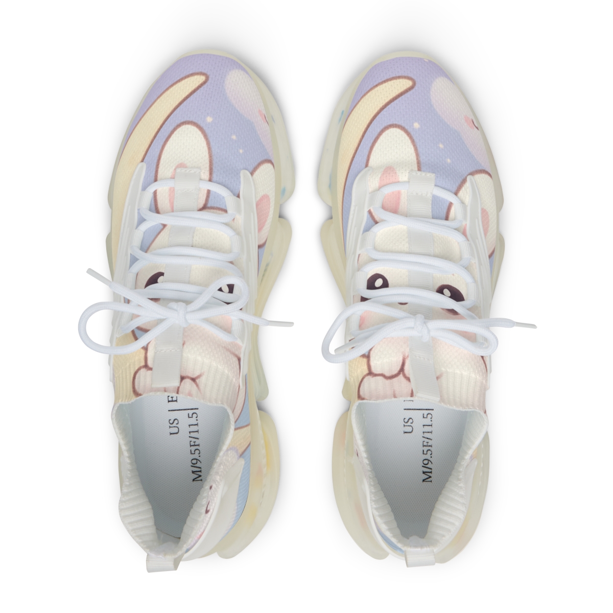Pastel Moon Bunny Dreams stylish casual sneakers