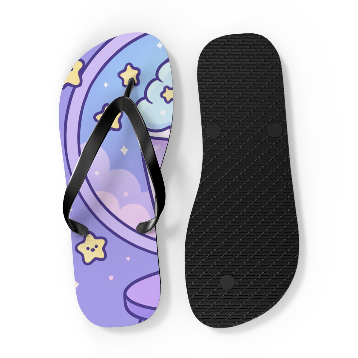 Pastel Moon Milkshake Dreams soft sole flip flops