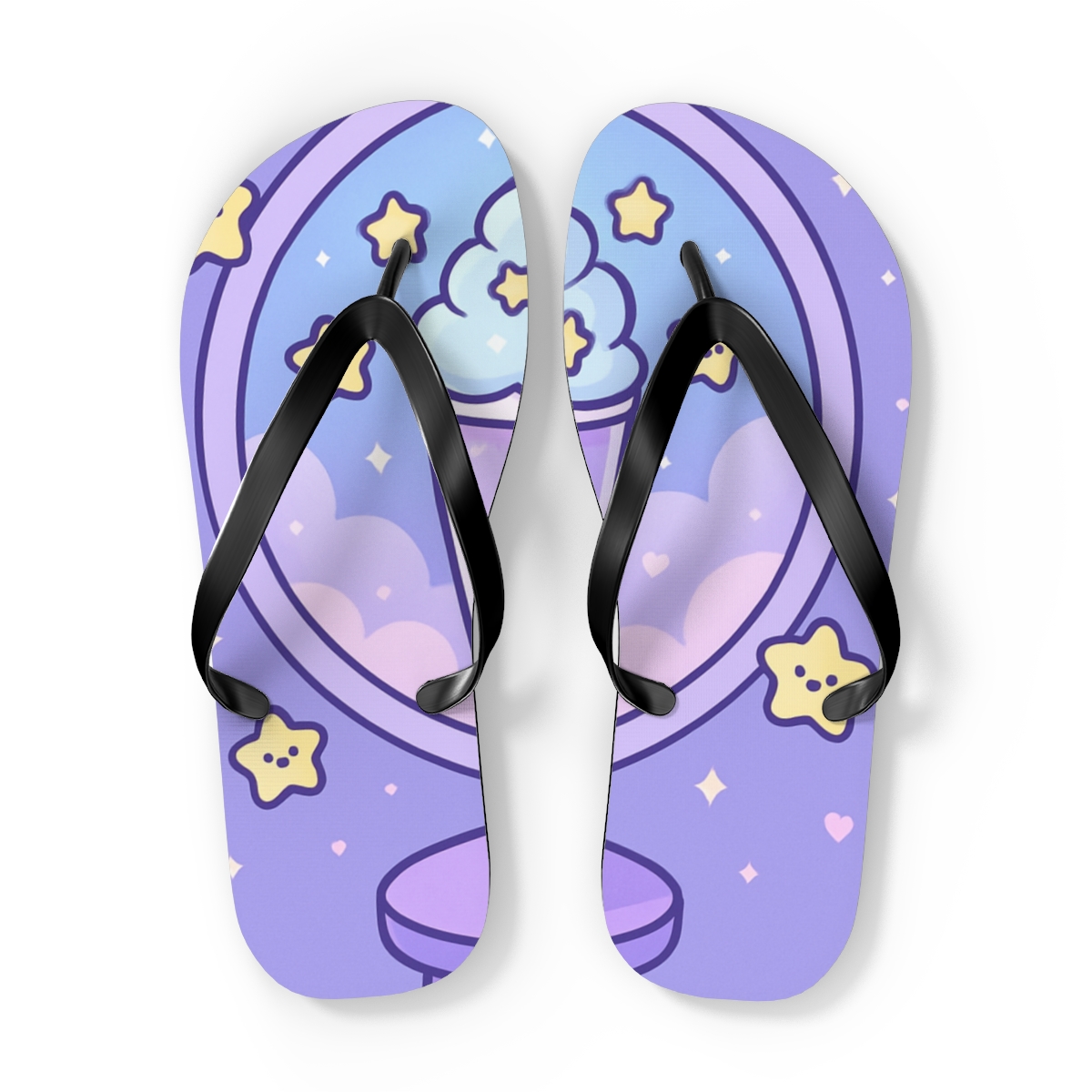 Pastel Moon Milkshake Dreams soft sole flip flops