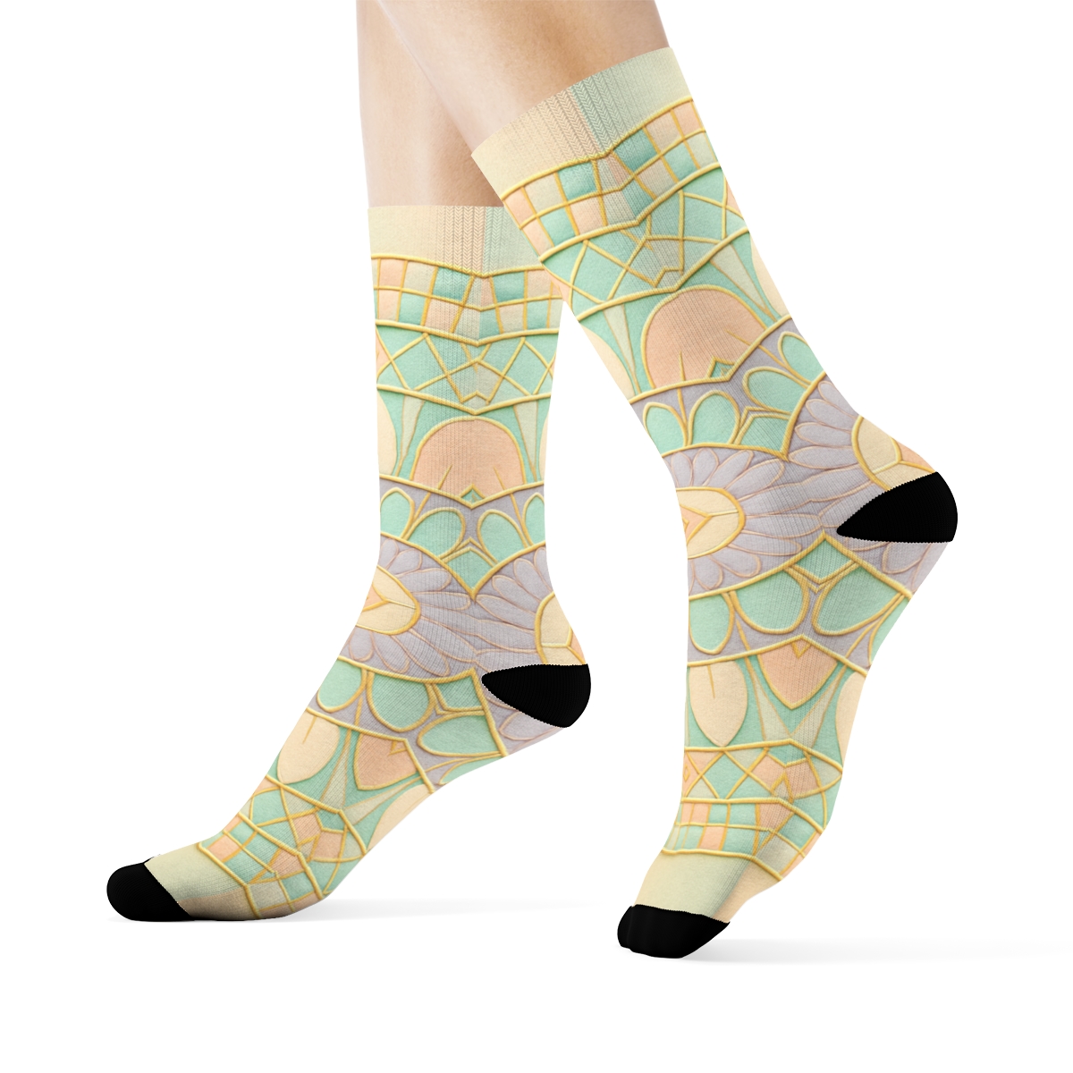 Pastel Orbit Quilt Mandala trendy colorful socks