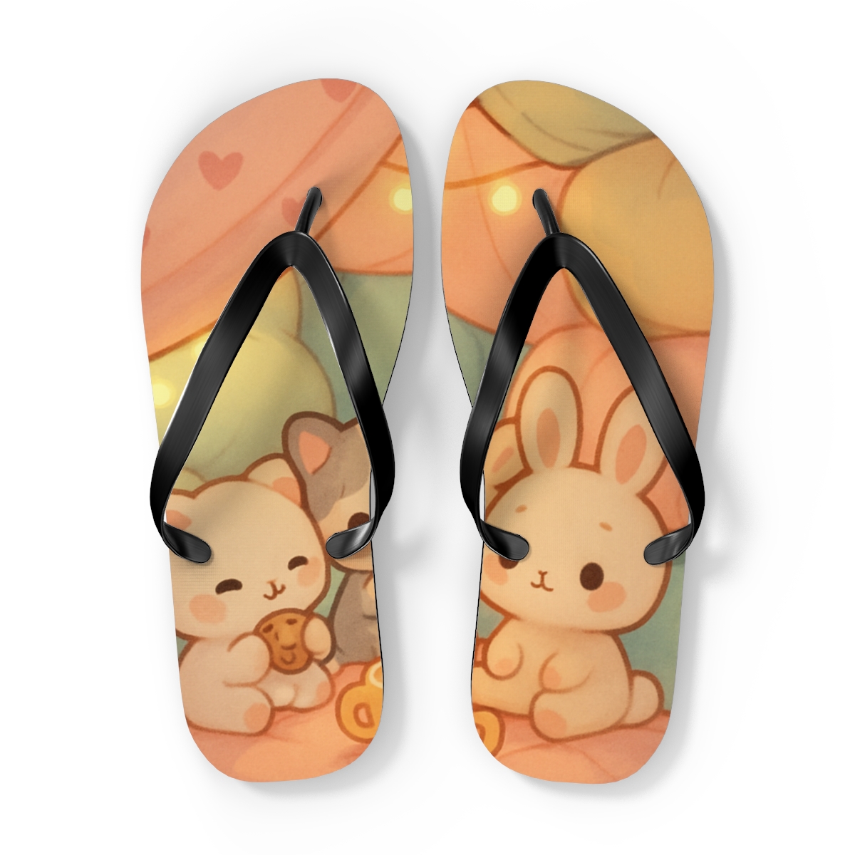 Pastel Pillow Fort Snacktime unique graphic flip flops