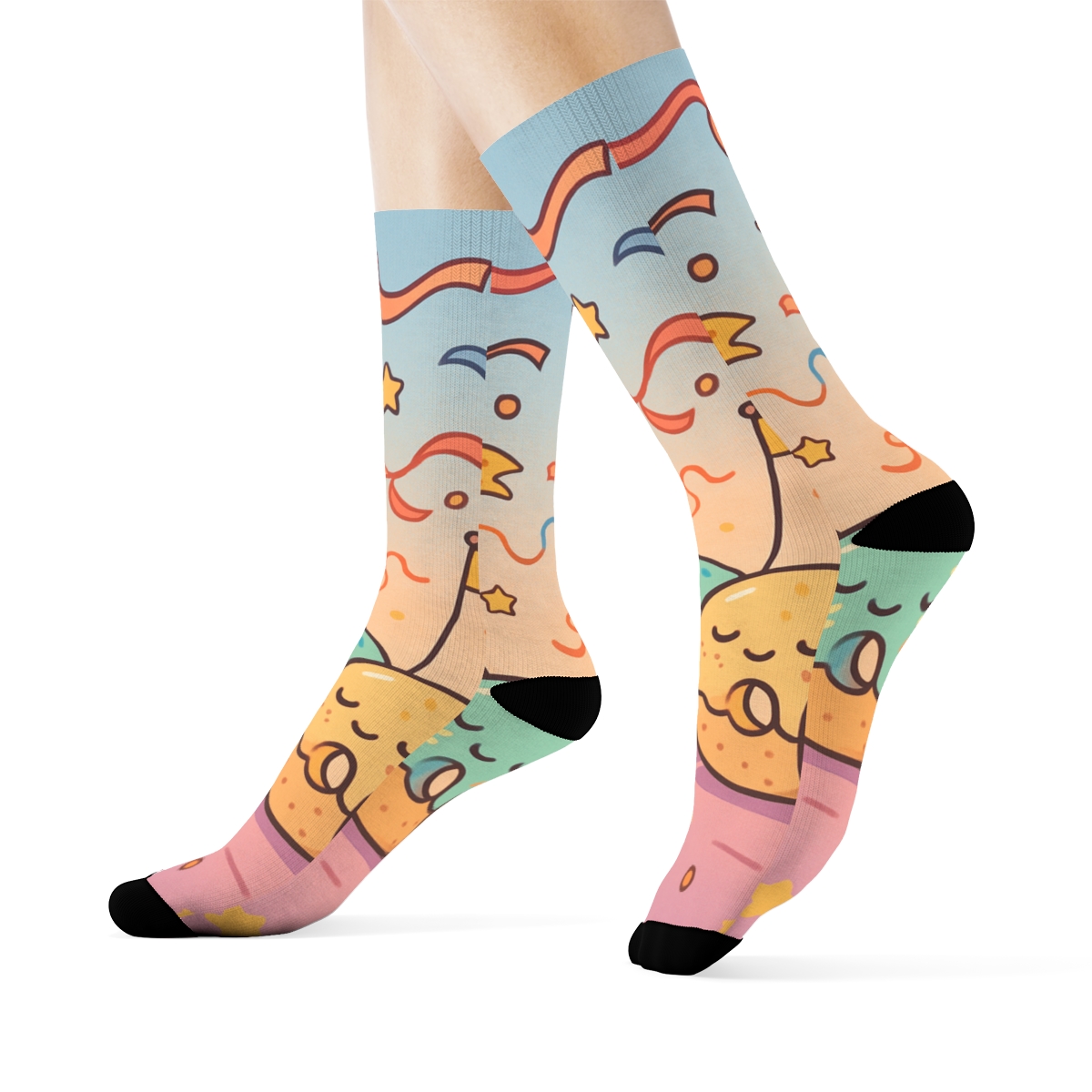 Pastel Planet Donut Parade designer logo socks