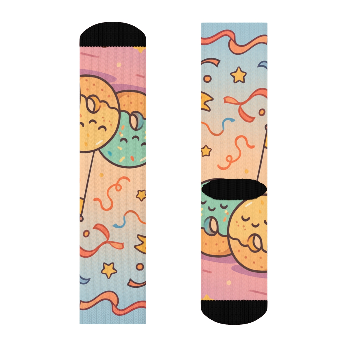 Pastel Planet Donut Parade designer logo socks
