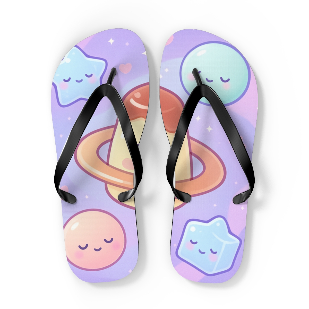 Pastel Planet Pudding Pals custom flip flops
