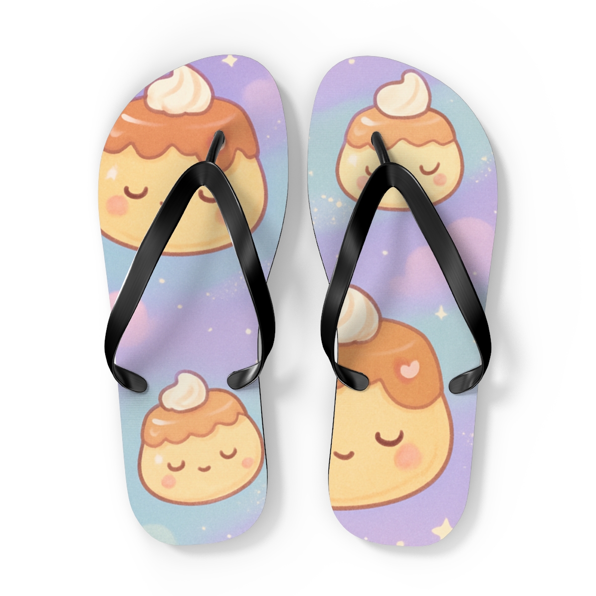 Pastel Planet Pudding Parade trendy printed flip flops