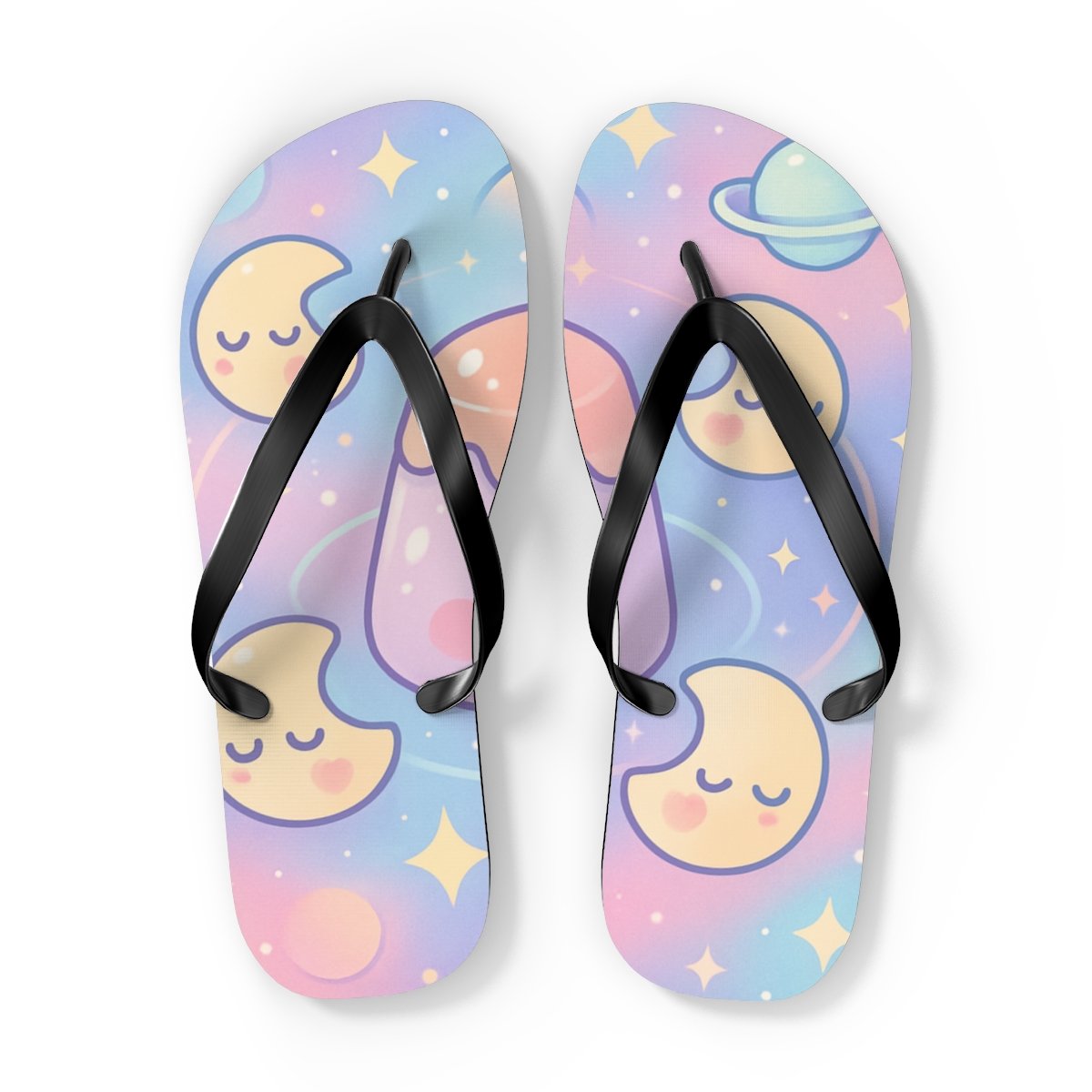 Pastel Planet Pudding Parade stylish summer flip flops